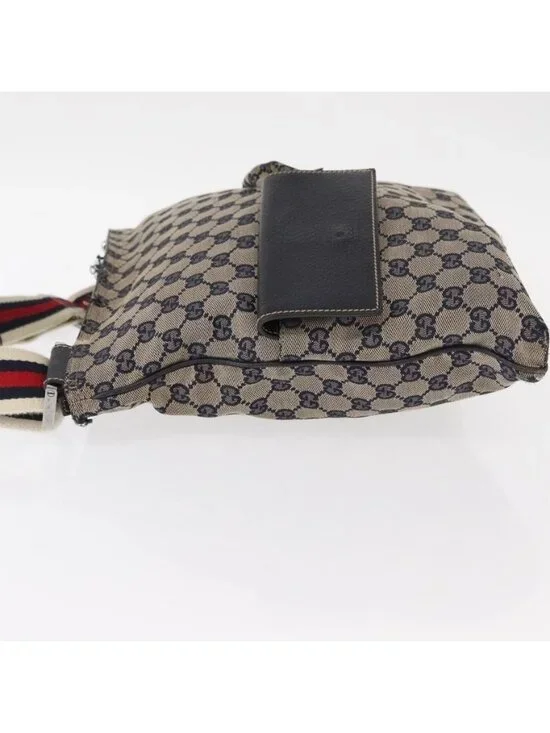 Authentic GUCCI GG Canvas Sherry Line Shoulder Bag Navy Red 169937 - Picture 12 of 16